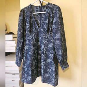 Lulus Long Sleeve Denim Jacquard Dress